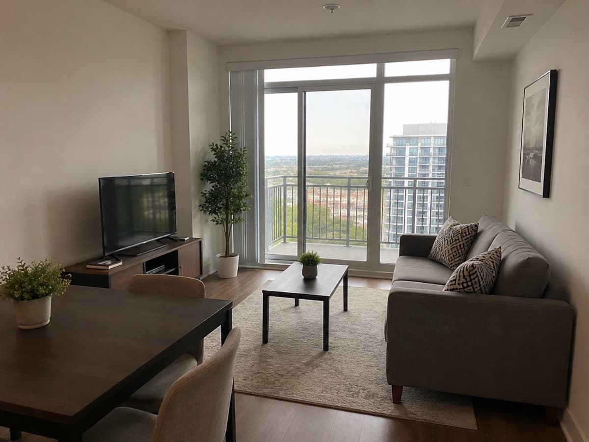 Furnished Modern Condo with Balcony — Ideal for Small Business Staff